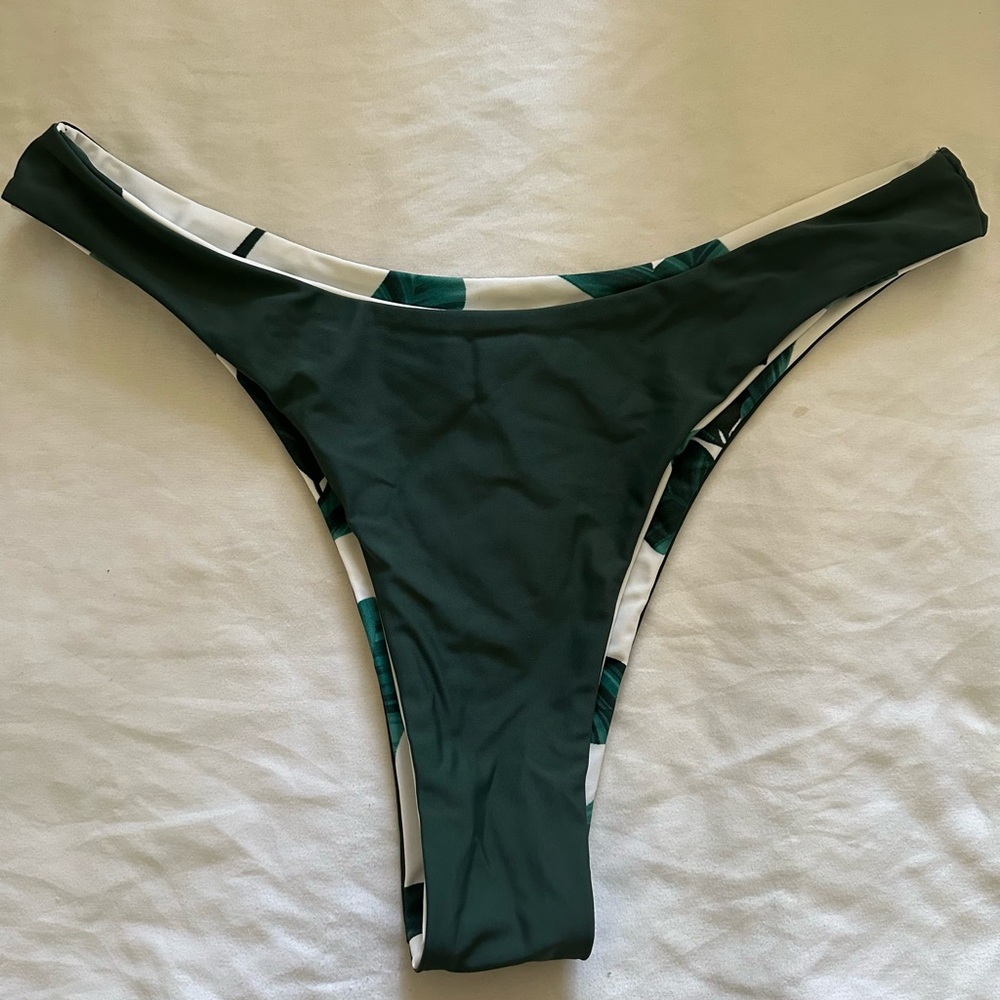 Cupshe Leafy High Cut Reversible Bikini Bottom